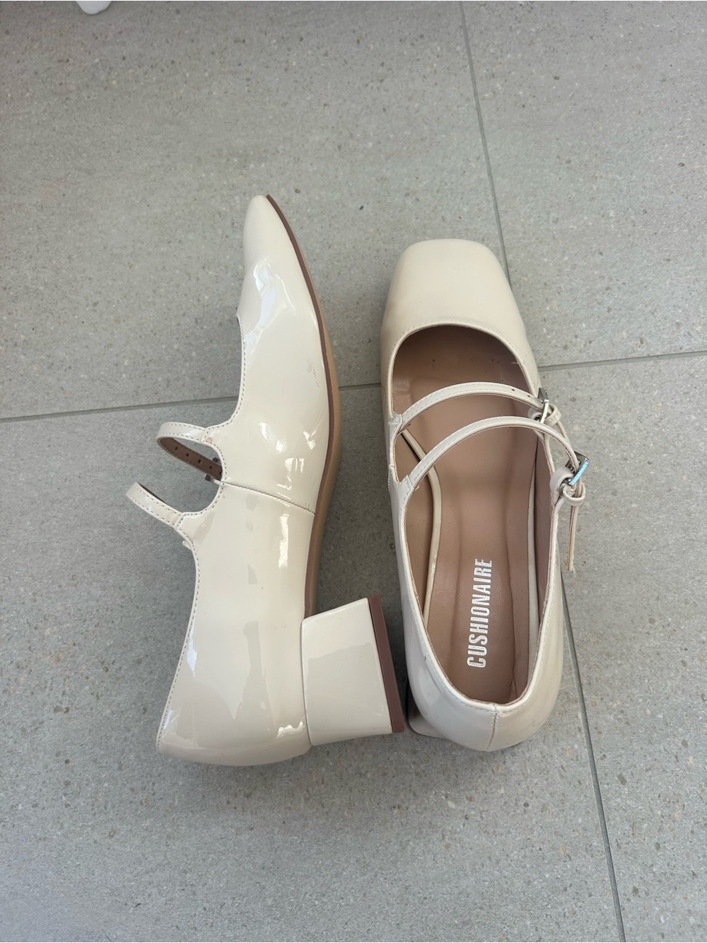 Beautiful Cream Patent Double-Strap Block Heel Mary Janes❤️8.5 - Picture 8 of 10